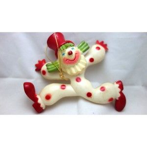 Vintage Plastic Clown Ornament with Red Polka Dots - Cute and Friendly Clown